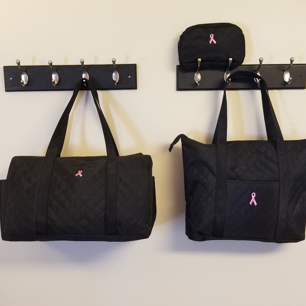 3pc pink ribbon purses